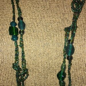 New Coldwater creek green glass beaded necklace